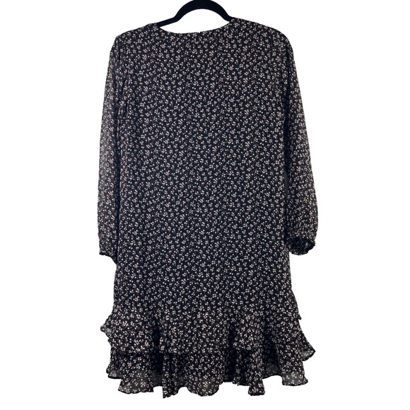 Loft Ruffle Ditsy Floral Vine Dress Knee Length Semi Sheer Long Sleeves Size XS - Picture 5 of 12